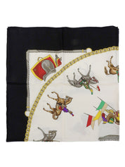 マルチモチーフマカダムパターンスカーフ ホワイト/ブラック