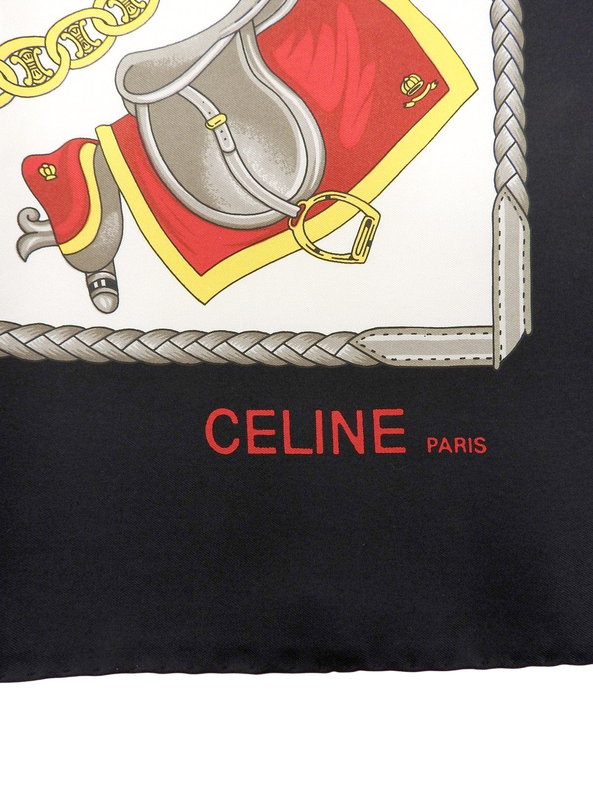 マルチモチーフマカダムパターンスカーフ ホワイト/ブラック