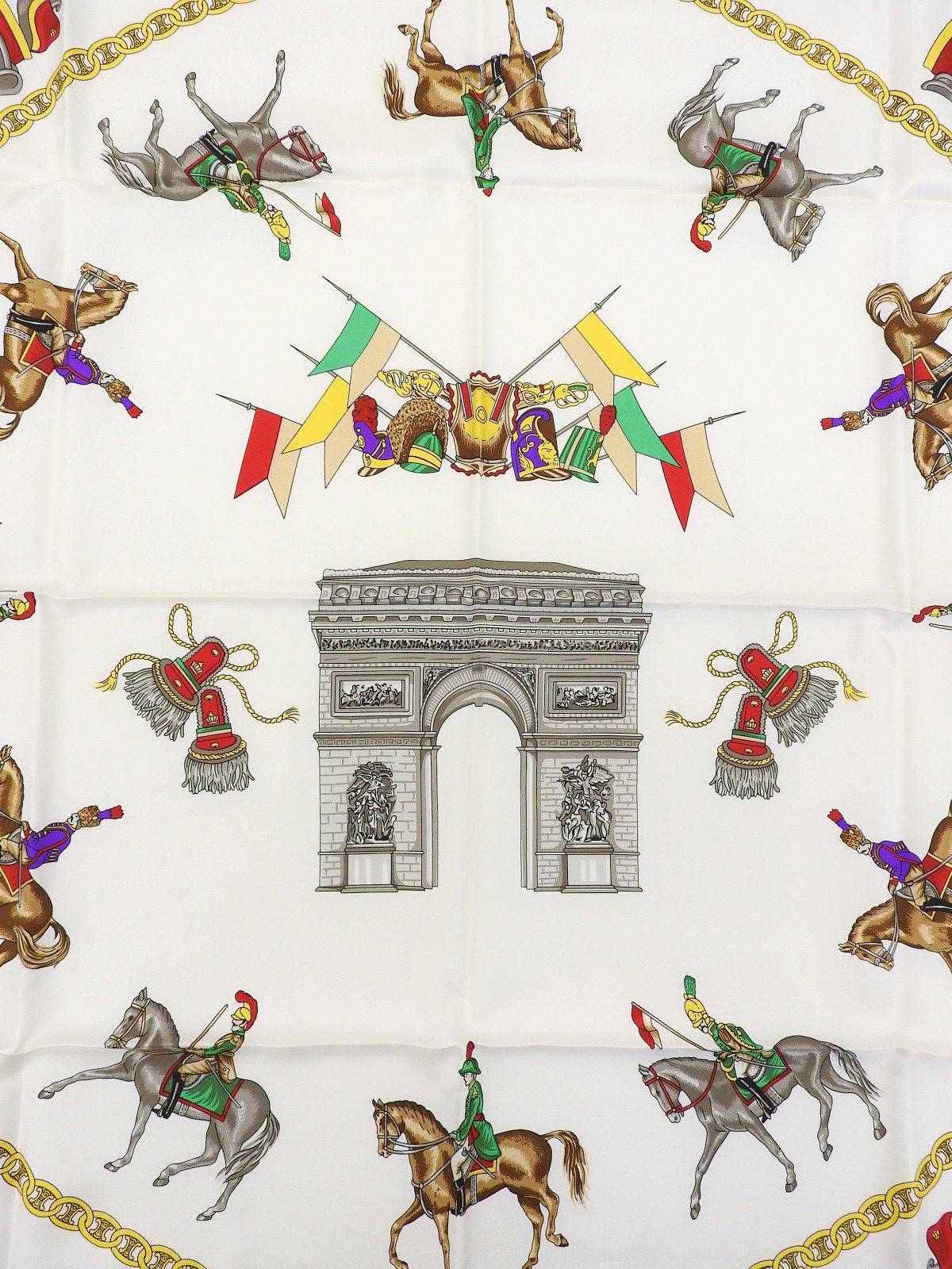 マルチモチーフマカダムパターンスカーフ ホワイト/ブラック