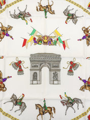 マルチモチーフマカダムパターンスカーフ ホワイト/ブラック