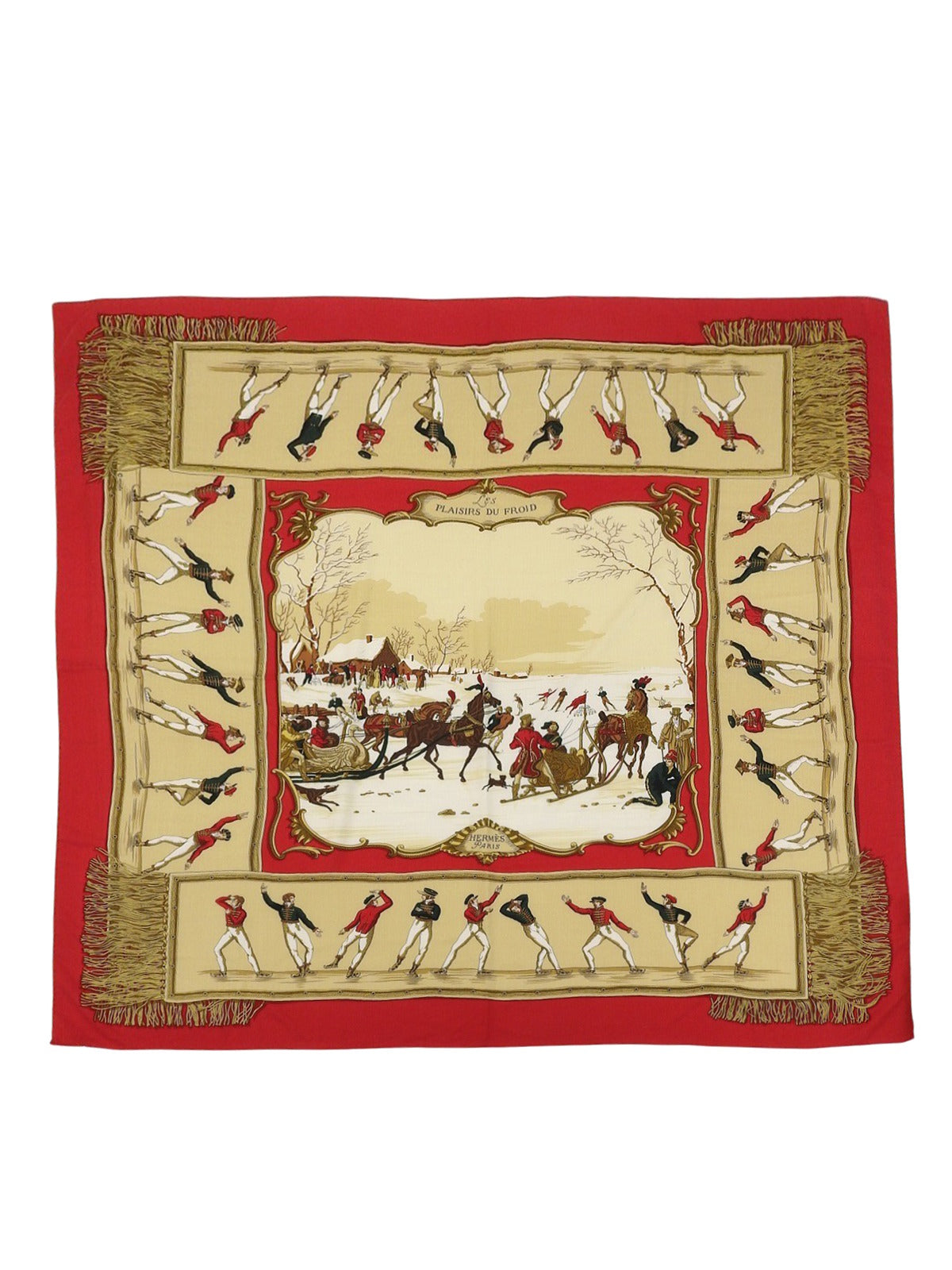 カレ140 Les Plaisirs Du Froidパターン レッド/ベージュ