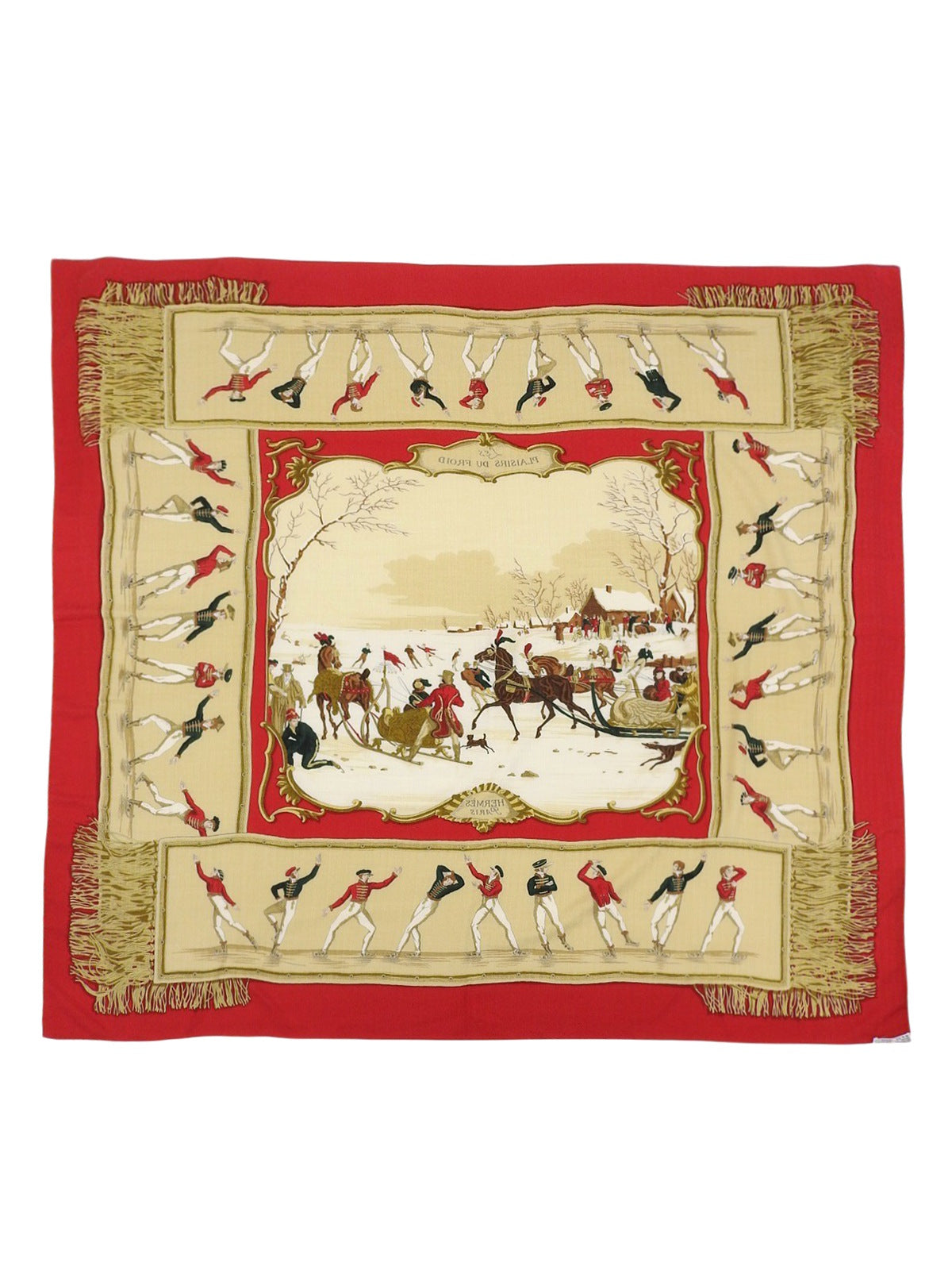 カレ140 Les Plaisirs Du Froidパターン レッド/ベージュ