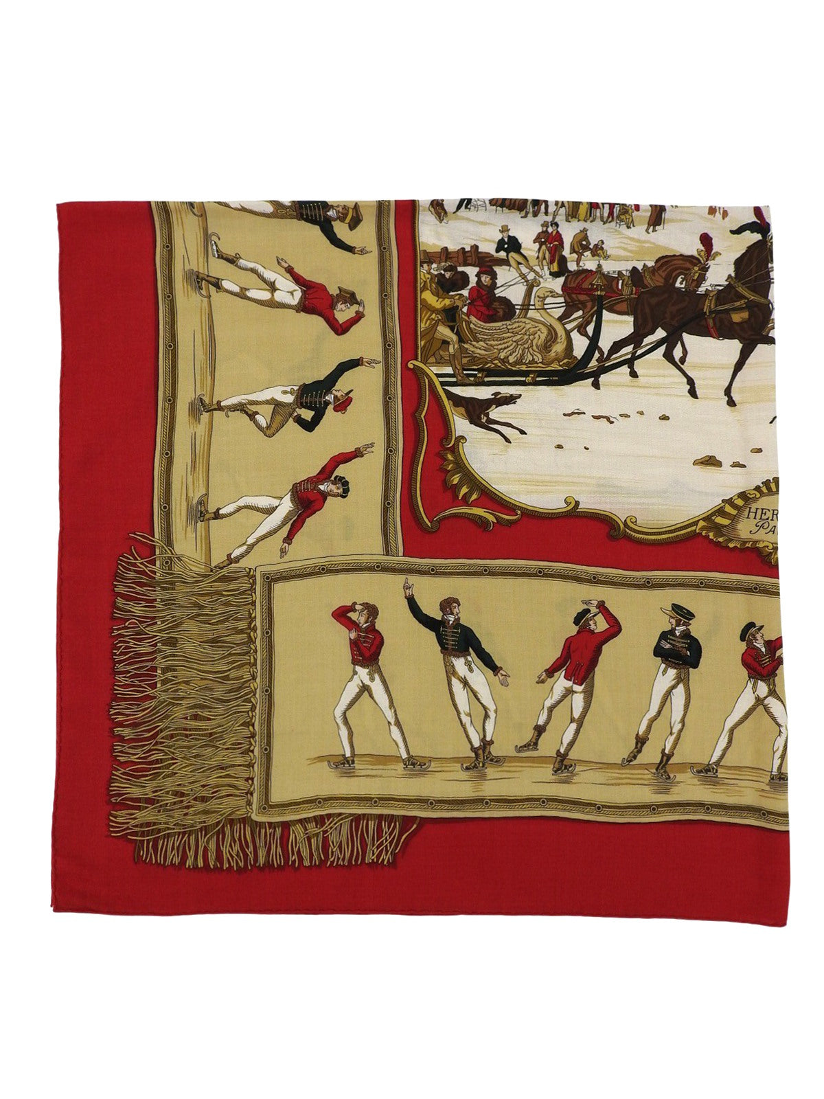 カレ140 Les Plaisirs Du Froidパターン レッド/ベージュ