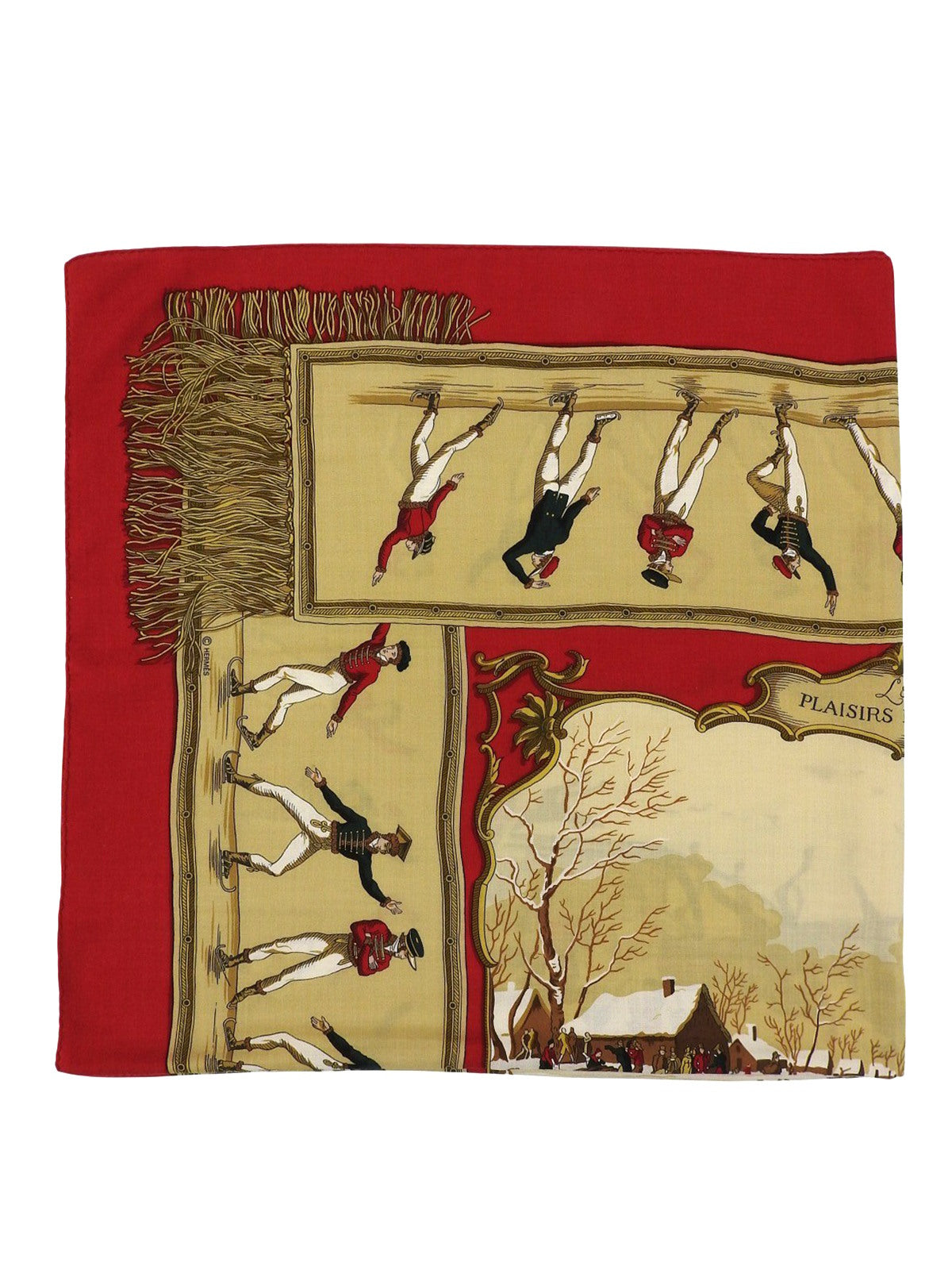 カレ140 Les Plaisirs Du Froidパターン レッド/ベージュ