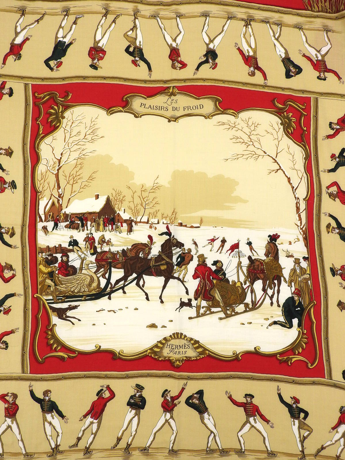 カレ140 Les Plaisirs Du Froidパターン レッド/ベージュ