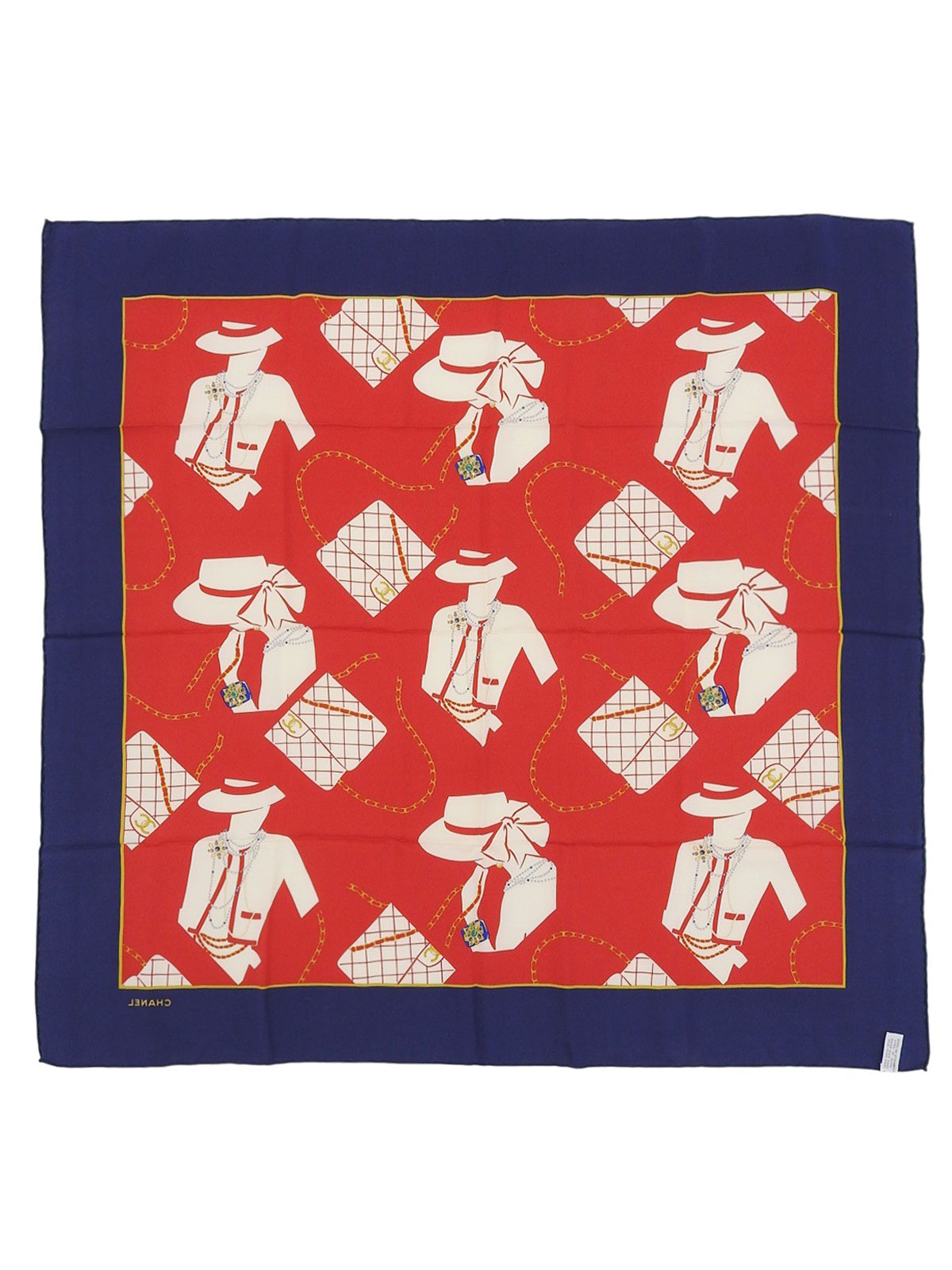 マドモアゼルパターンスカーフ レッド/ネイビー/マルチ