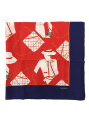 マドモアゼルパターンスカーフ レッド/ネイビー/マルチ