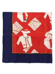 マドモアゼルパターンスカーフ レッド/ネイビー/マルチ