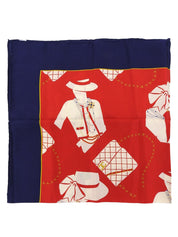マドモアゼルパターンスカーフ レッド/ネイビー/マルチ