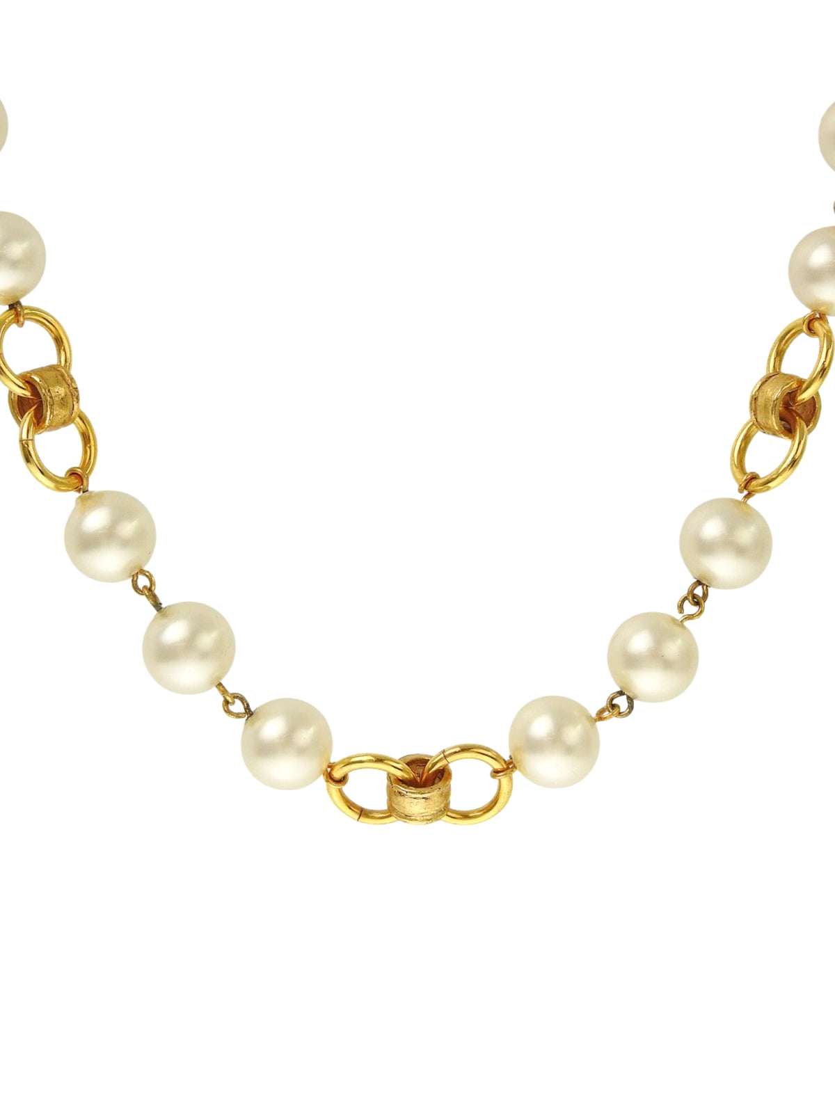 1995年製 パールオーバルデザインCCマークロングネックレス ゴールド