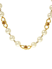 1995年製 パールオーバルデザインCCマークロングネックレス ゴールド