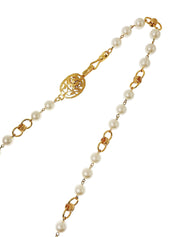 1995年製 パールオーバルデザインCCマークロングネックレス ゴールド