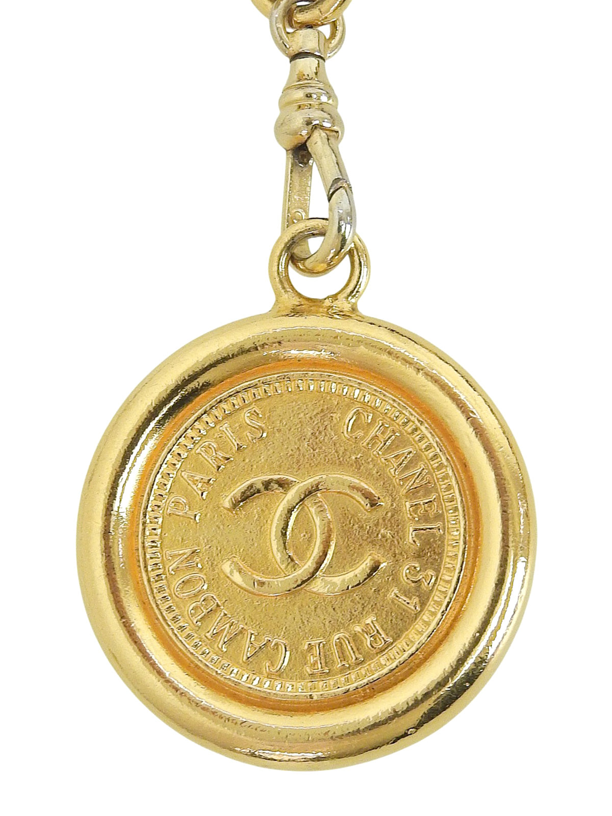 ラウンドCCマークプレートチェーンベルト ゴールド/ブラック