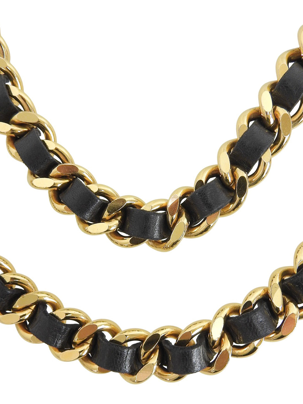 ラウンドCCマークプレートチェーンベルト ゴールド/ブラック