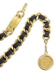 ラウンドCCマークプレートチェーンベルト ゴールド/ブラック