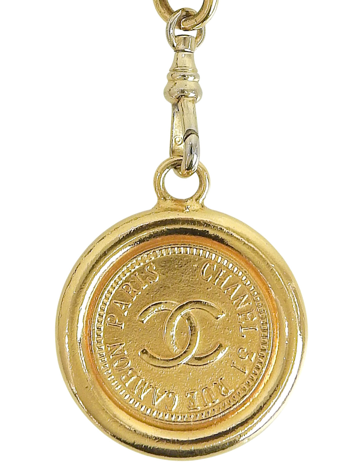 Round CC Mark Plate Chain Belt Gold/Black