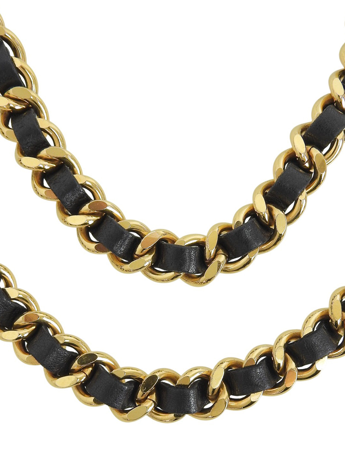 ラウンドCCマークプレートチェーンベルト ゴールド/ブラック