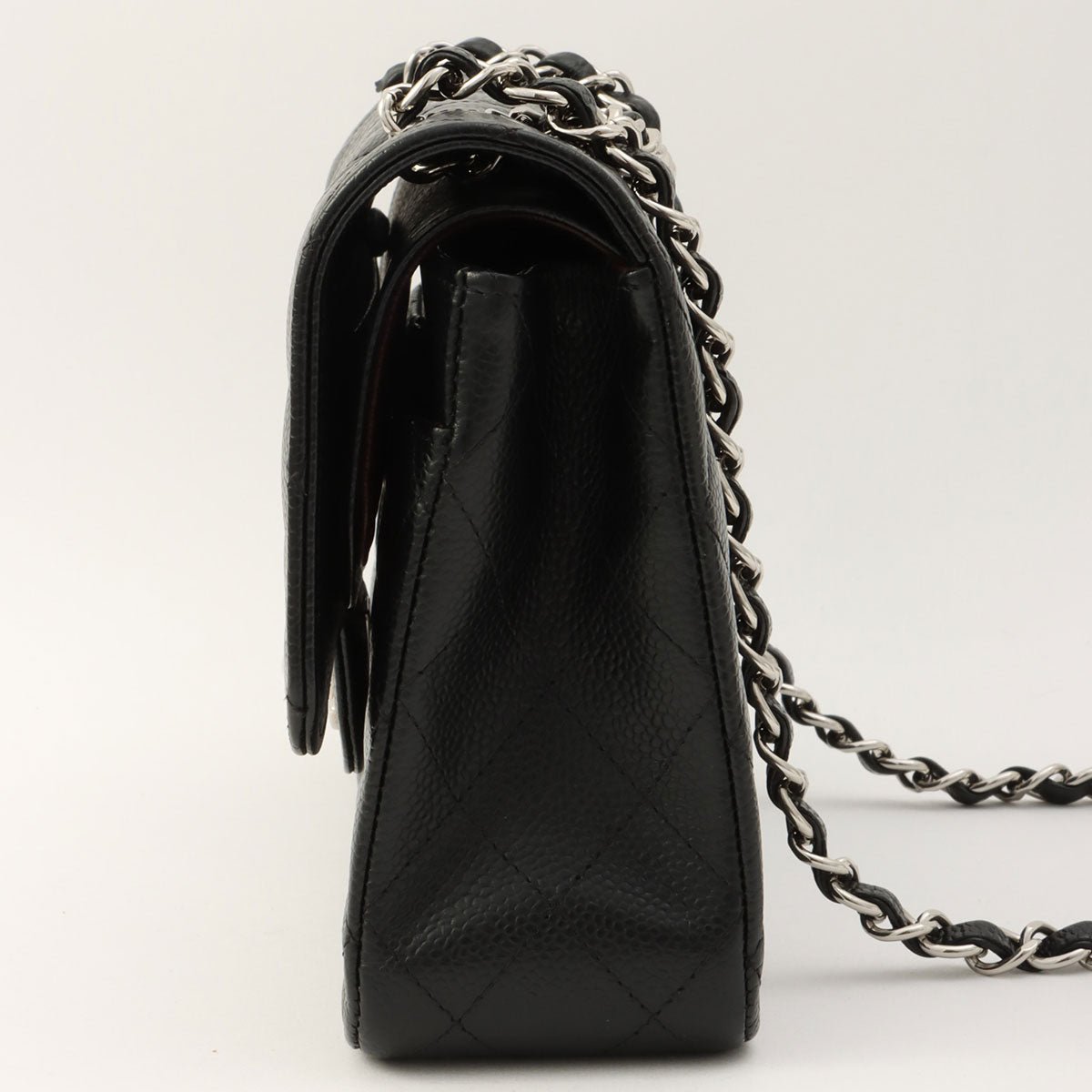 Caviar Skin Classic Flap Chain Bag 25cm, Black, Circa 2014