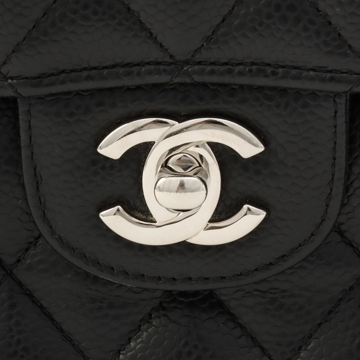 Caviar Skin Classic Flap Chain Bag 25cm, Black, Circa 2014
