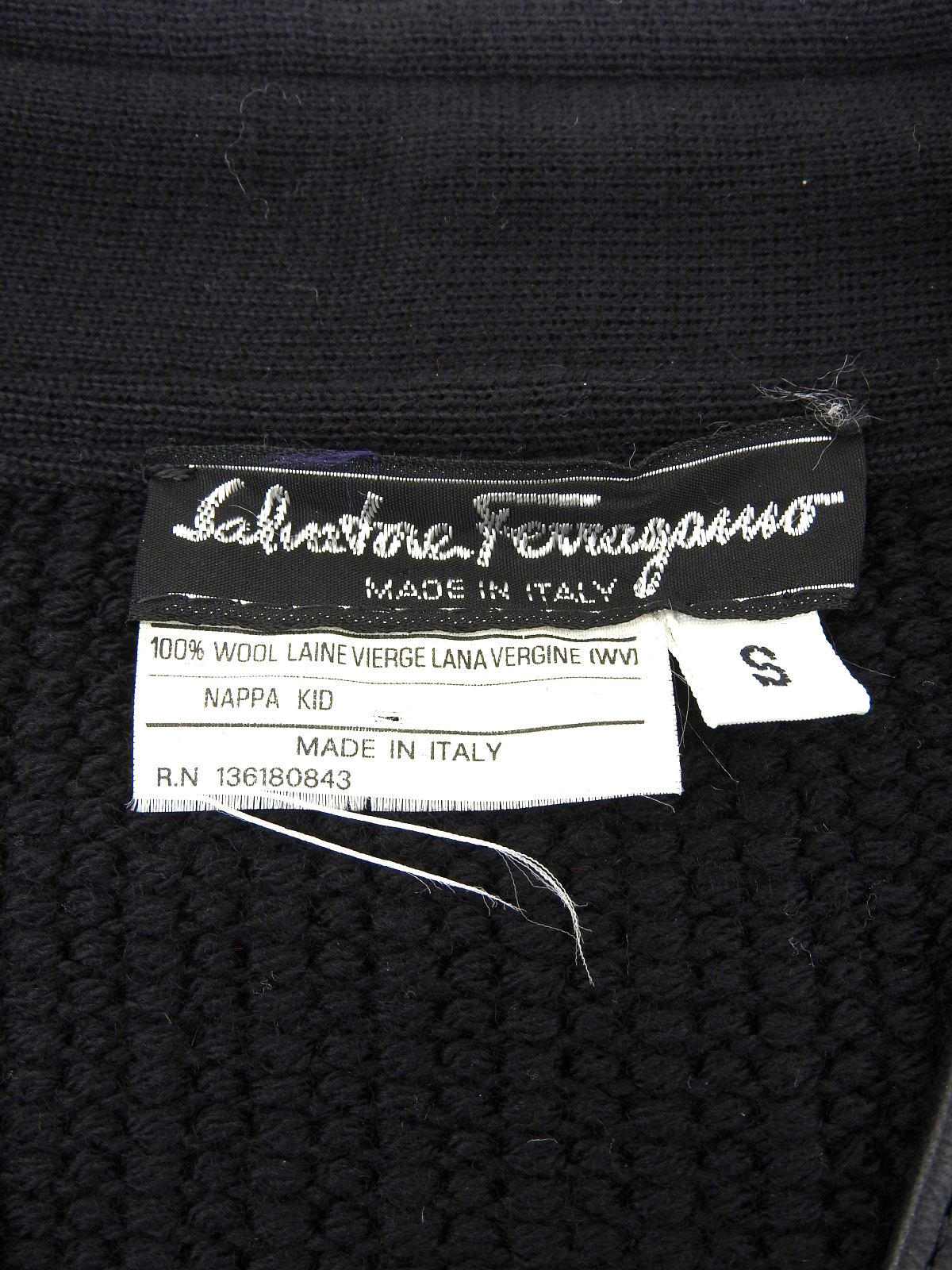 ウールレザーコンビガンチーニボタンカーディガン ブラック