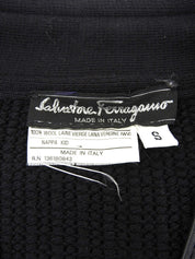 ウールレザーコンビガンチーニボタンカーディガン ブラック