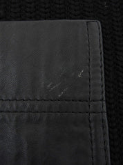 ウールレザーコンビガンチーニボタンカーディガン ブラック