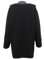 ウールレザーコンビガンチーニボタンカーディガン ブラック