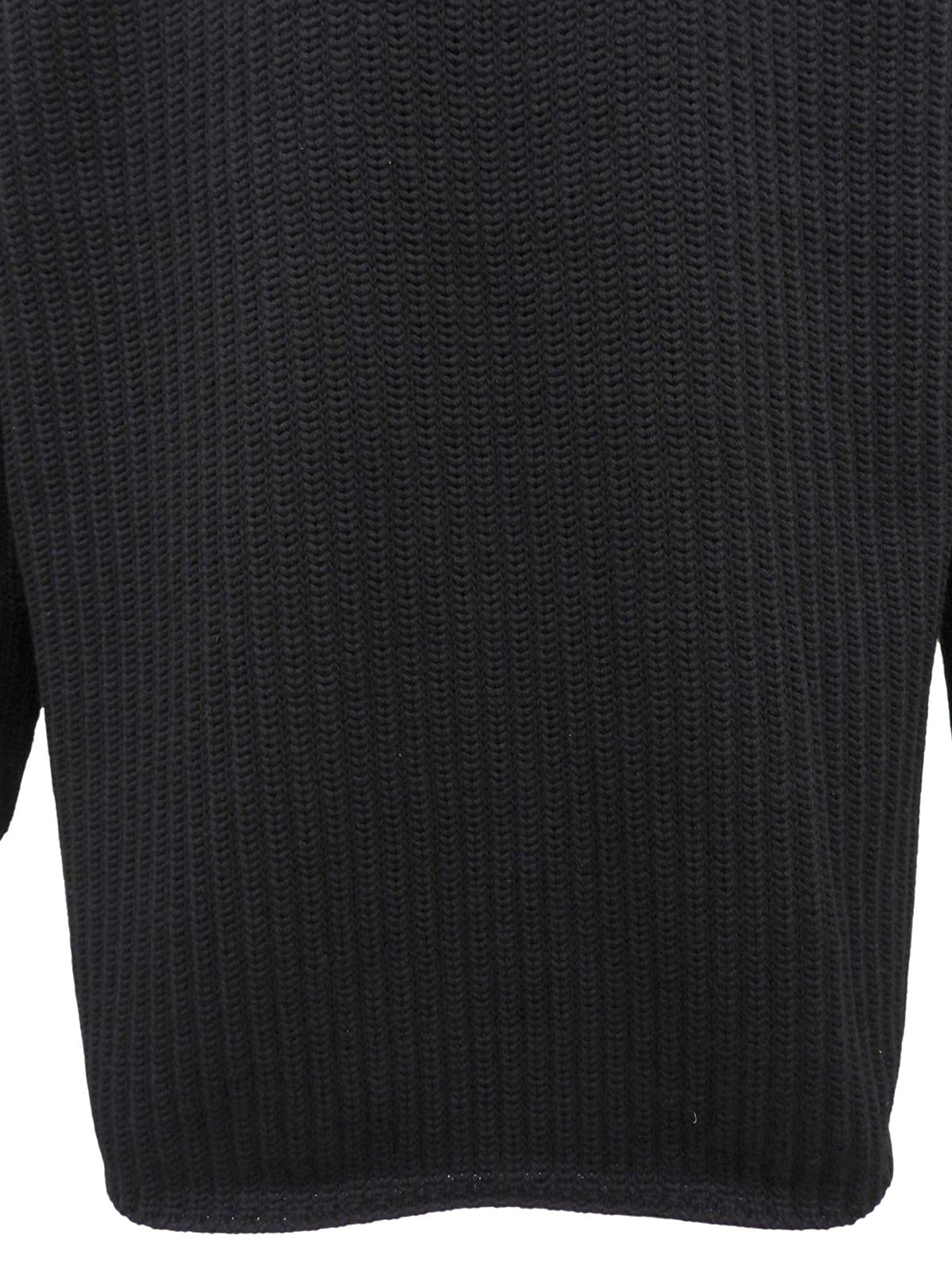 ウールレザーコンビガンチーニボタンカーディガン ブラック