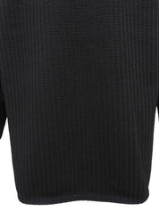 ウールレザーコンビガンチーニボタンカーディガン ブラック