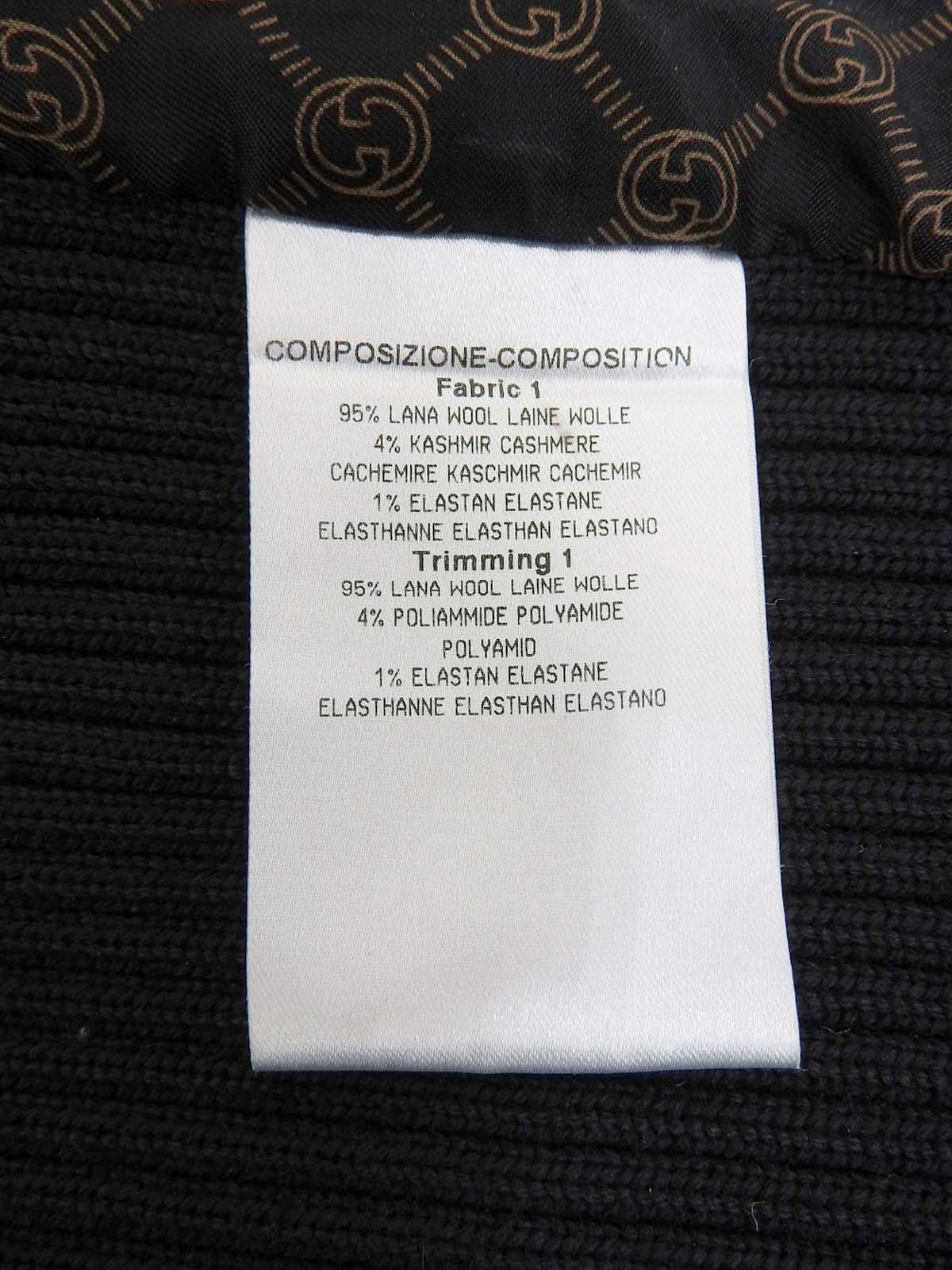 ウールリブニットコンビロゴボタンジャケット ブラック