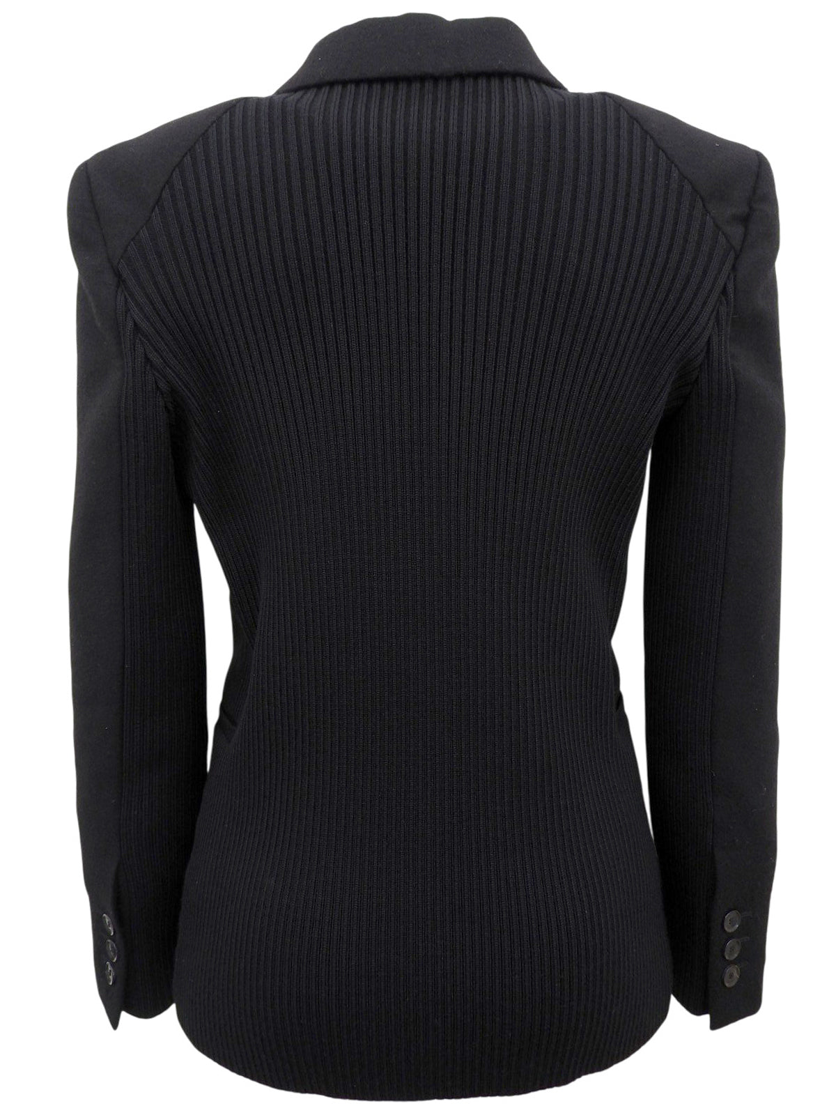 ウールリブニットコンビロゴボタンジャケット ブラック