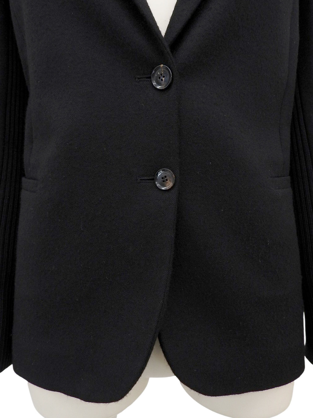 ウールリブニットコンビロゴボタンジャケット ブラック