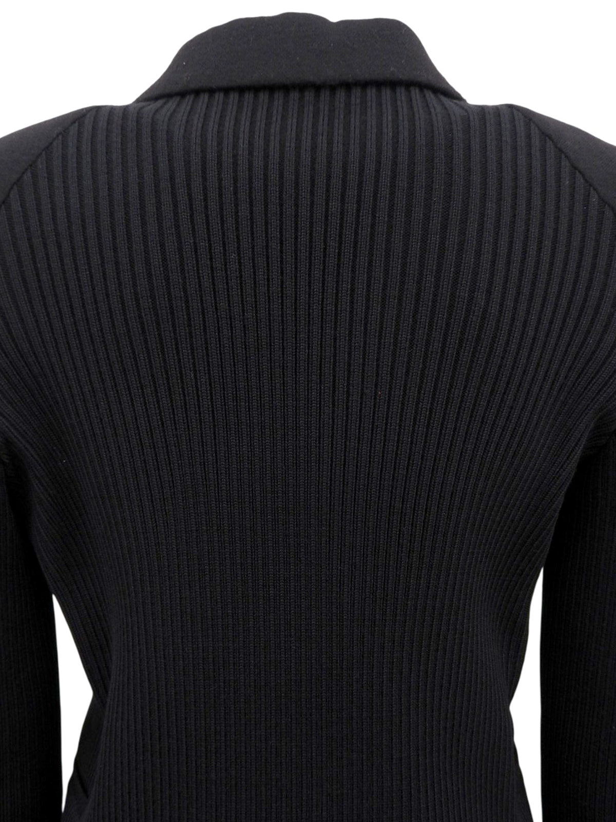 ウールリブニットコンビロゴボタンジャケット ブラック