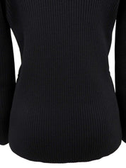 ウールリブニットコンビロゴボタンジャケット ブラック