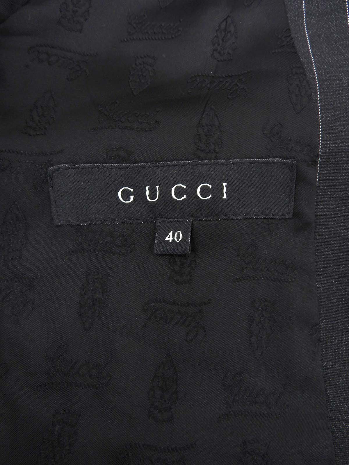 ストライプパターンロゴボタンジャケット チャコールグレー