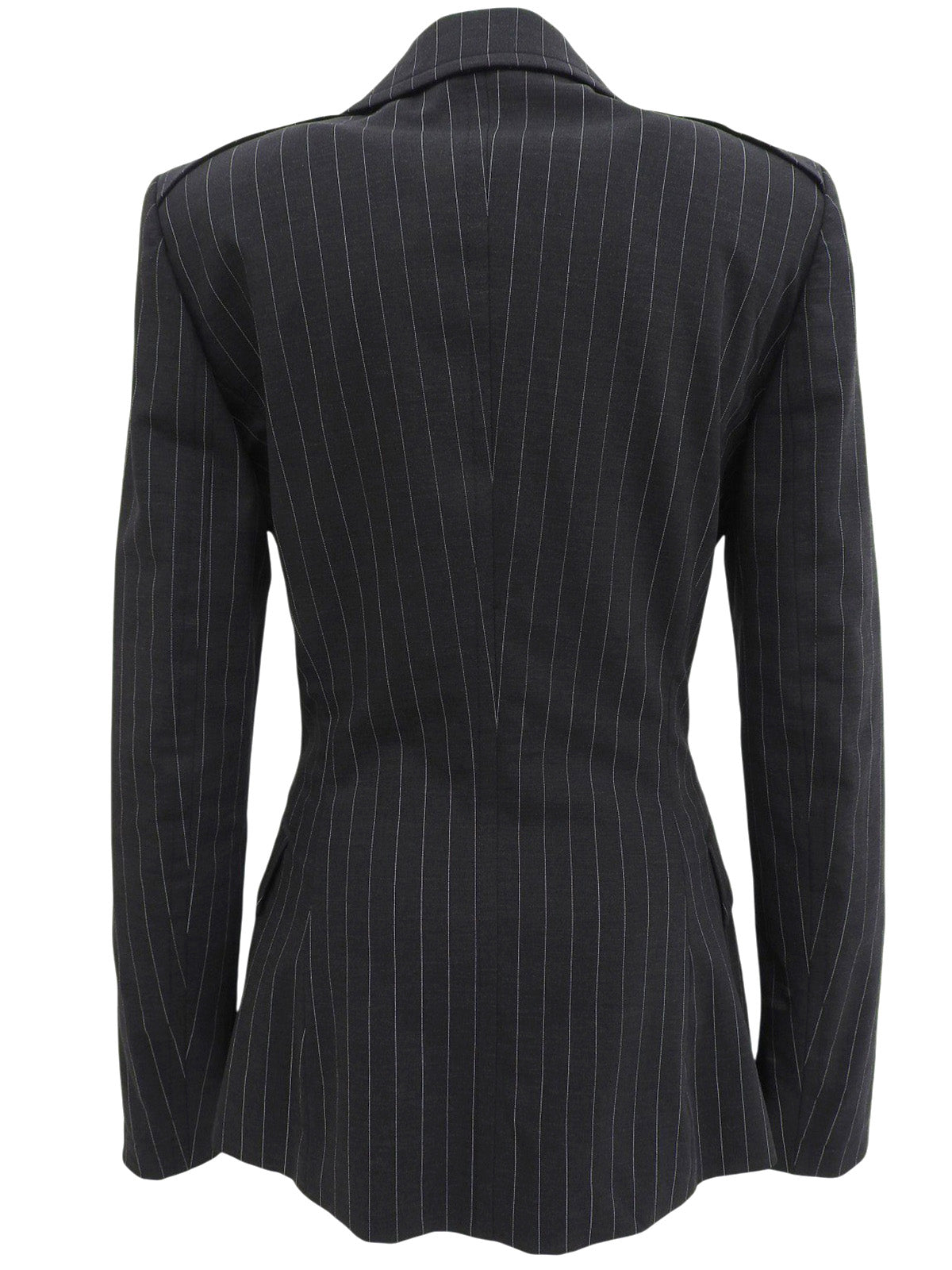 ストライプパターンロゴボタンジャケット チャコールグレー