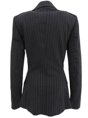 ストライプパターンロゴボタンジャケット チャコールグレー