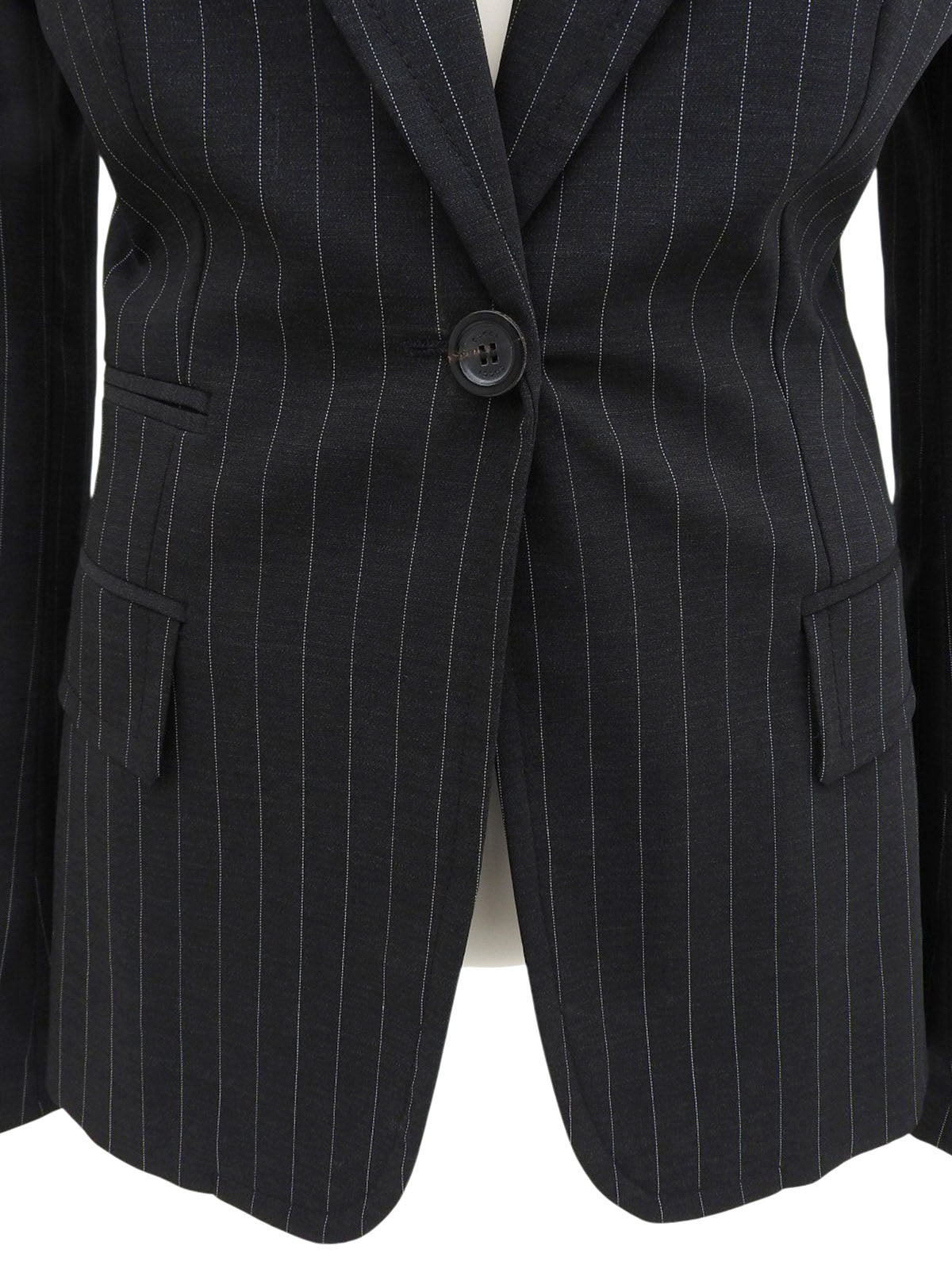 ストライプパターンロゴボタンジャケット チャコールグレー