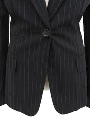 ストライプパターンロゴボタンジャケット チャコールグレー