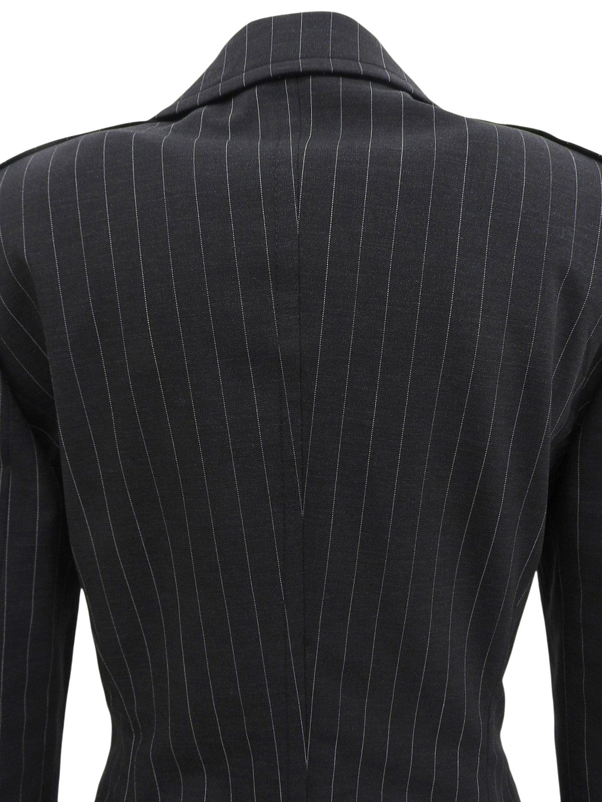 ストライプパターンロゴボタンジャケット チャコールグレー