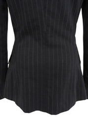 ストライプパターンロゴボタンジャケット チャコールグレー