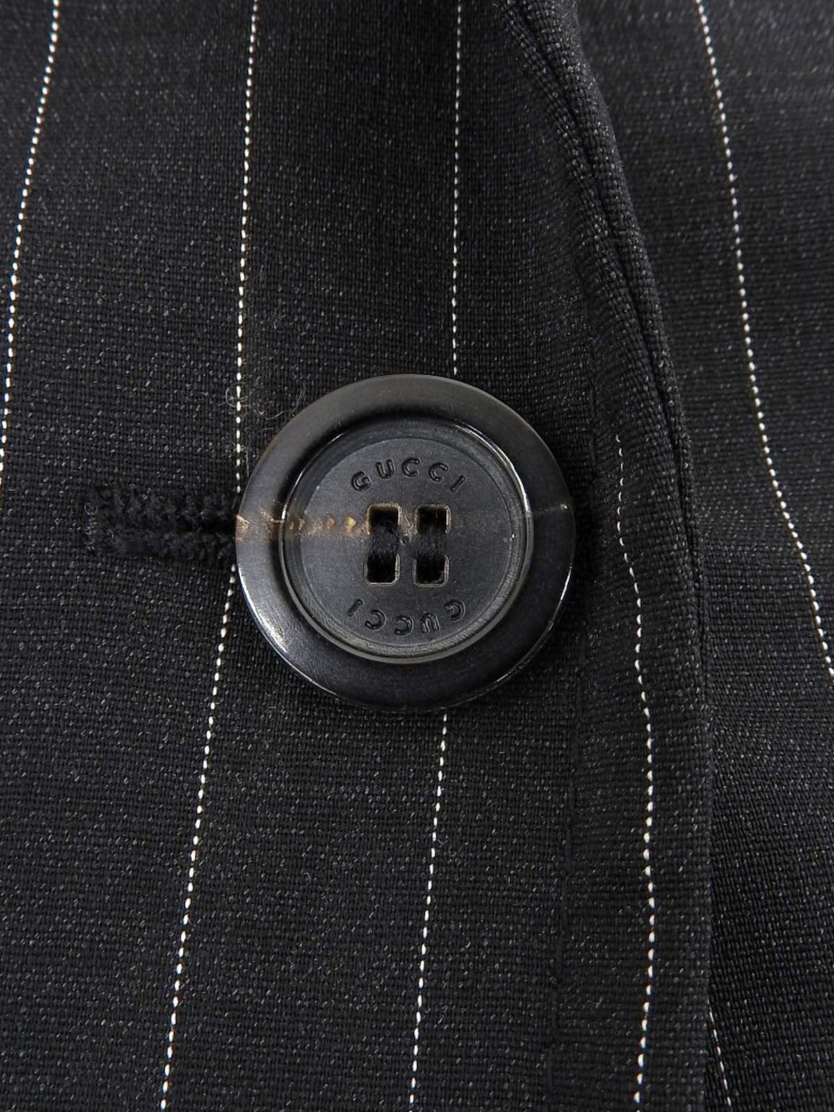 ストライプパターンロゴボタンジャケット チャコールグレー