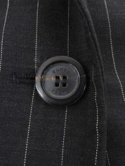 ストライプパターンロゴボタンジャケット チャコールグレー