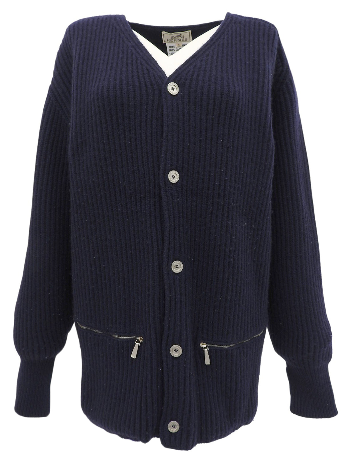 カシミヤロゴボタンカーディガン ネイビー