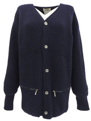 カシミヤロゴボタンカーディガン ネイビー