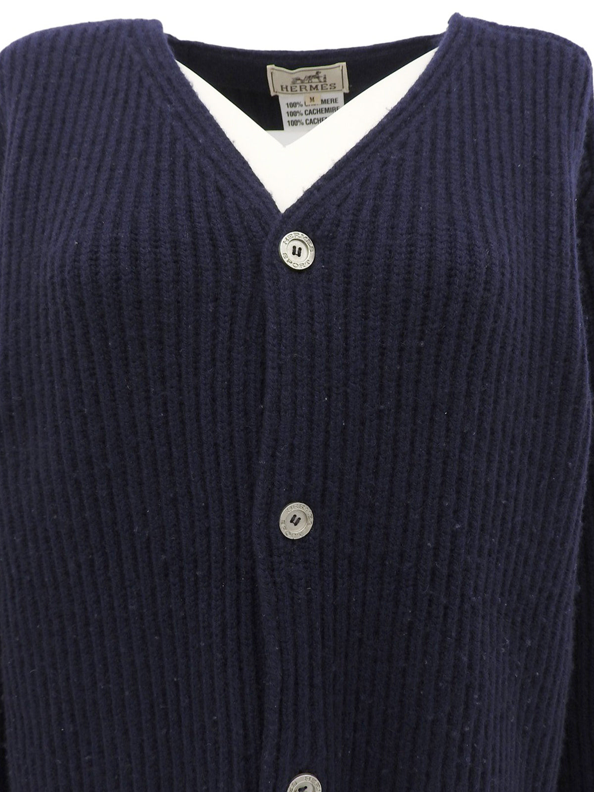 カシミヤロゴボタンカーディガン ネイビー