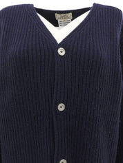 カシミヤロゴボタンカーディガン ネイビー