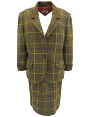 チェックパターンロゴボタンセットアップ カーキ/イエロー/パープル