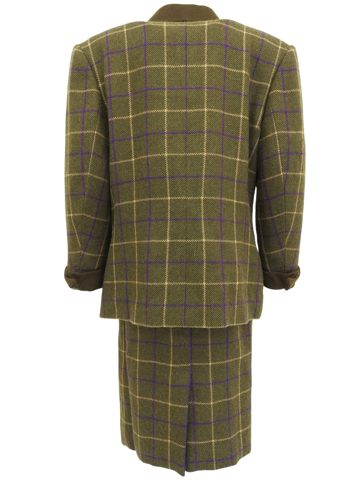 チェックパターンロゴボタンセットアップ カーキ/イエロー/パープル