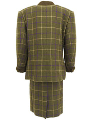 チェックパターンロゴボタンセットアップ カーキ/イエロー/パープル